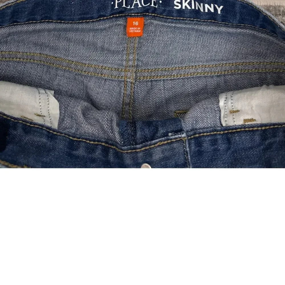 Children's Place Adjustable Waist Denim Blue Skinny Jeans Size Youth Boy's 16